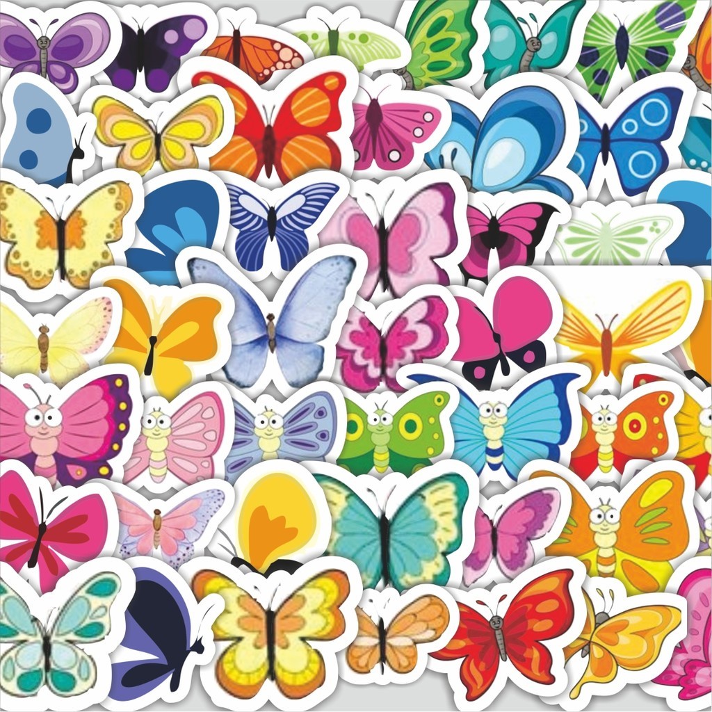 

Stiker Cutting Pack Stiker Hewan Butterfly [Kupu Kupu] Isi 100Pcs Series Aesthetic Lucu Keren Untuk Koper Bahan Vynil