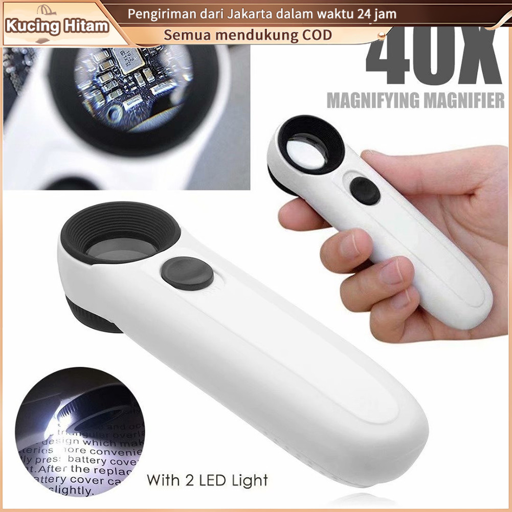 

Kaca Pembesar LED 40x / Lampu Lup Lensa Magnifier Handheld / Membaca Perhiasan Komponen / Loupe