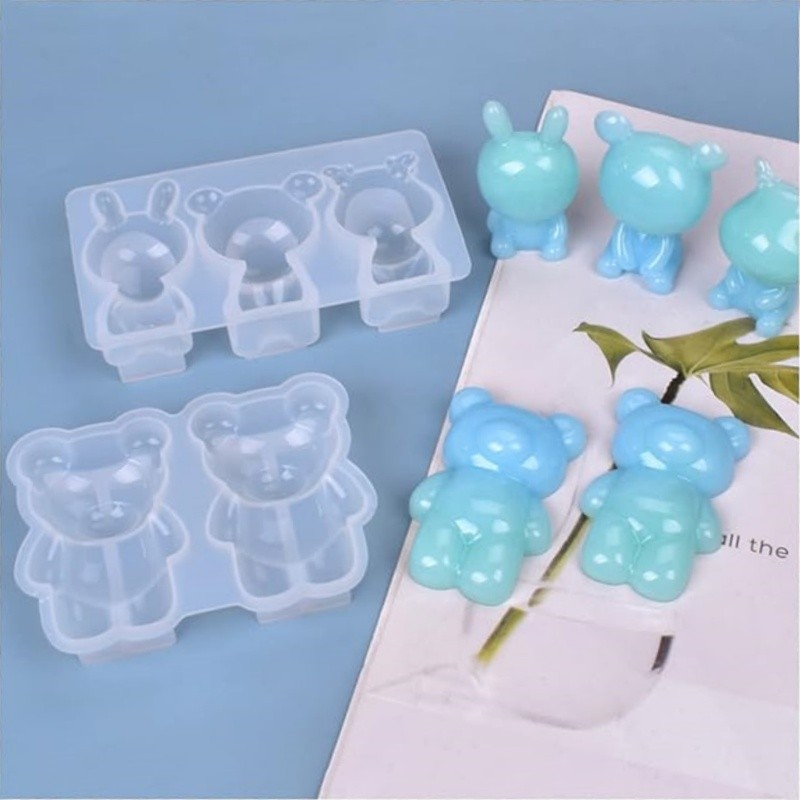 

DIY Crystal Epoxy Resin Mold Bear And Doll Cute Three-dimensional Set-up Jewelry Silicone Mold
