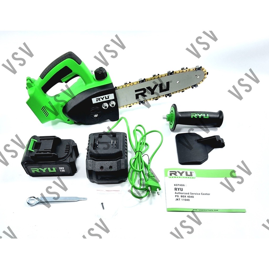 RYU RCCH10 Cordless Chain Saw 10" Gergaji Battery Gergaji Kayu chainsaw