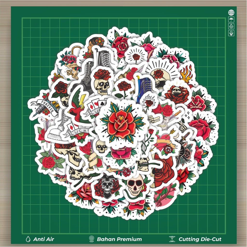 

HOT 50 PCS STIKER Stiker Goth Steampunk Rose [Bunga Mawar] Dekorasi Lucu Kreatif untuk Notebook, Skateboard, HP