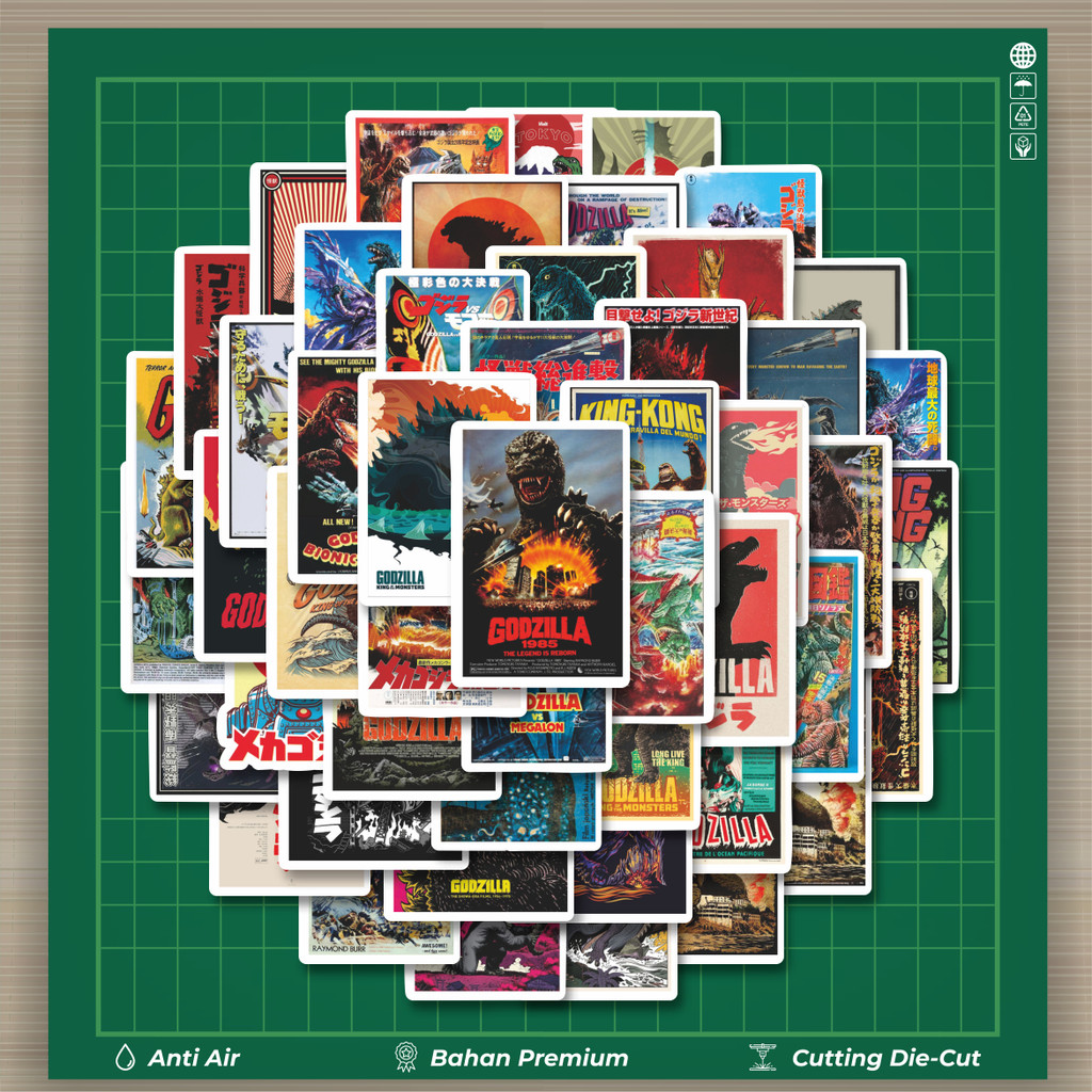 

HOT 50 PCS STIKER Stiker Poster Retro Motif Film Godzilla Stiker Fashion Cars Decal Dingin Kartu Album Custom Vinyl Anti Air- Sticker Aesthetic Buku Journal Koper Casing HP Tablet Laptop Helm Motor Botol Minum
