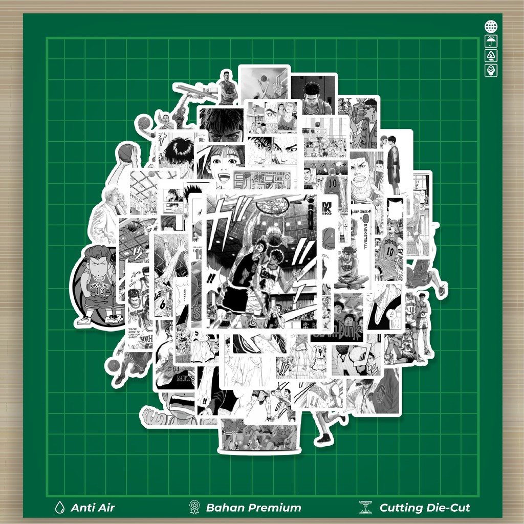 

HOT 50 PCS STIKER Stiker Anime Slamdunk B&W Stiker Fashion Cars Decal Dingin Kartu Album Custom Vinyl Anti Air- Sticker Aesthetic Buku Journal Koper Casing HP Tablet Laptop Helm Motor Botol Minum