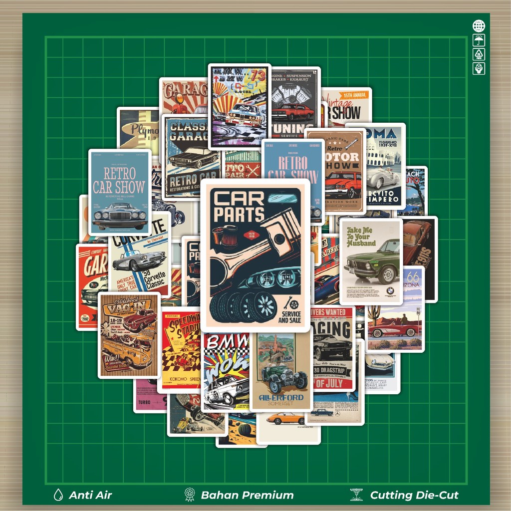 

HOT 50 PCS STIKER Stiker Mini Retro Car Poster Stiker Fashion Cars Decal Dingin Kartu Album Custom Vinyl Anti Air- Sticker Aesthetic Buku Journal Koper Casing HP Tablet Laptop Helm Motor Botol Minum