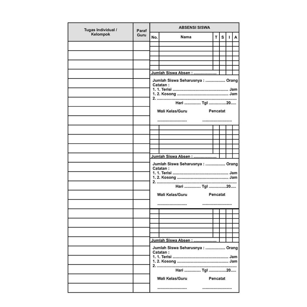 

buku agenda kelas untuk pegangan guru - ISI 1 BUKU