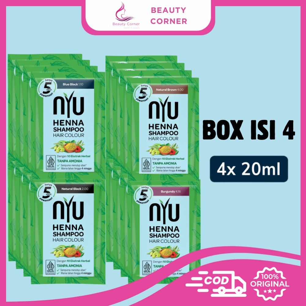[BOX ISI 4] NYU Henna Shampoo Hair Colour Sachet