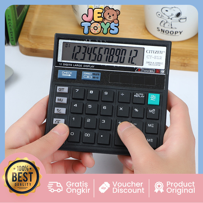 

Je Toys 6551 Kalkulator CT512 12 Digit Kalkulator Dagang CT512 12 Digits Dual Power Calculator Kalkulator Dual Power