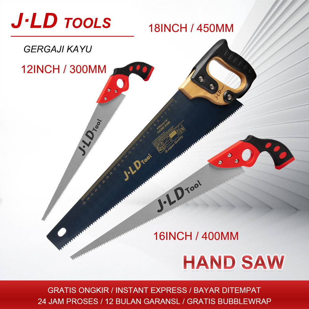 [BERGARANSI] Harga Promo COD JLD Gergaji potong kayu hand saw 18inch 450mm/16inch 400mm/12inch 300mm
