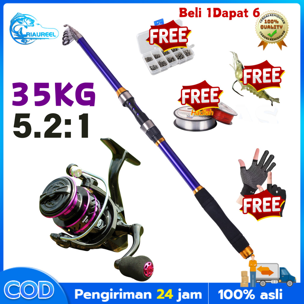 【# Beli 1 Dapat 6#】Set Pancing Set Pancing Colokan Pancing 2.1M-3.6M Pegangan EVA Bc Serat Karbon Pa
