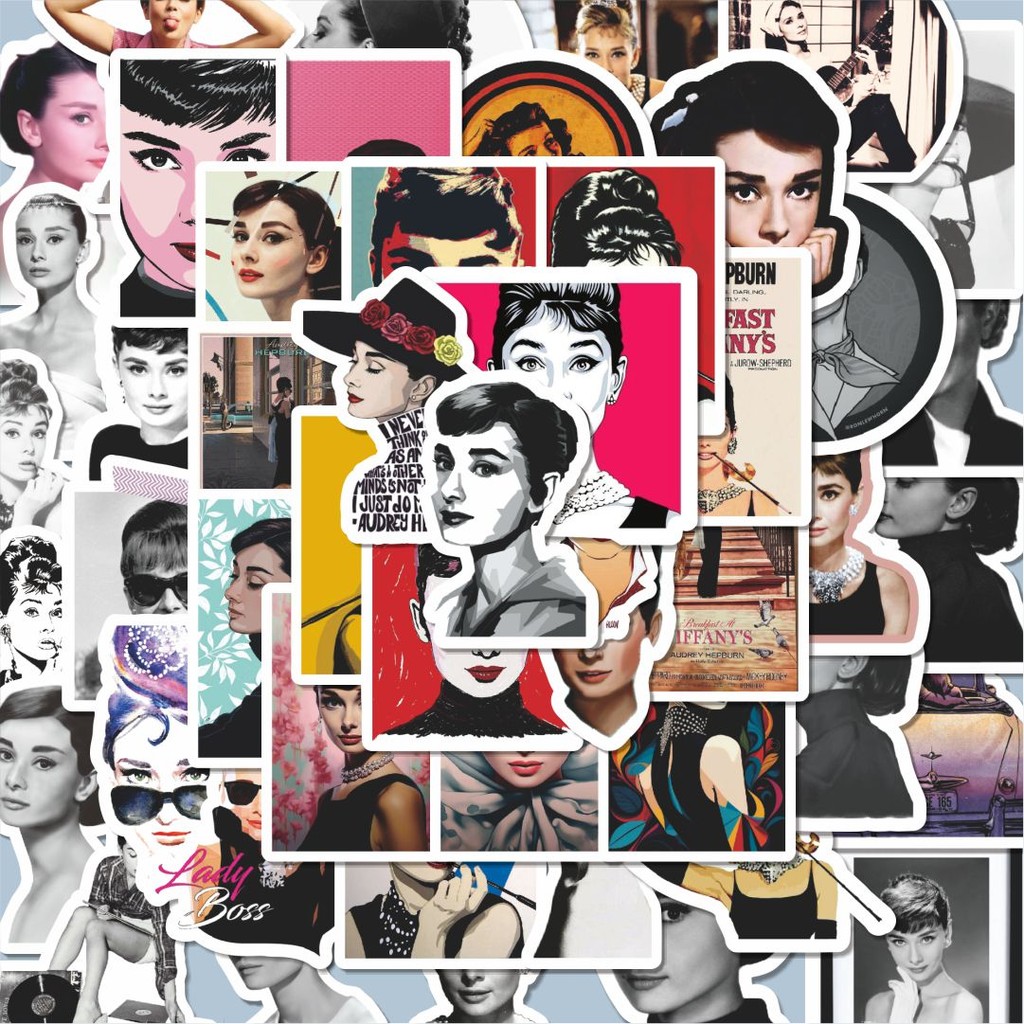 

100PCS Lucu Stiker Audrey Hepburn Stiker Aesthetic Stiker Anti Air Stikers Berperekat Waterproof sticker decal buat Motor Helm Buku Journal Koper Casing HP Laptop Botol Minum Hadiah anak