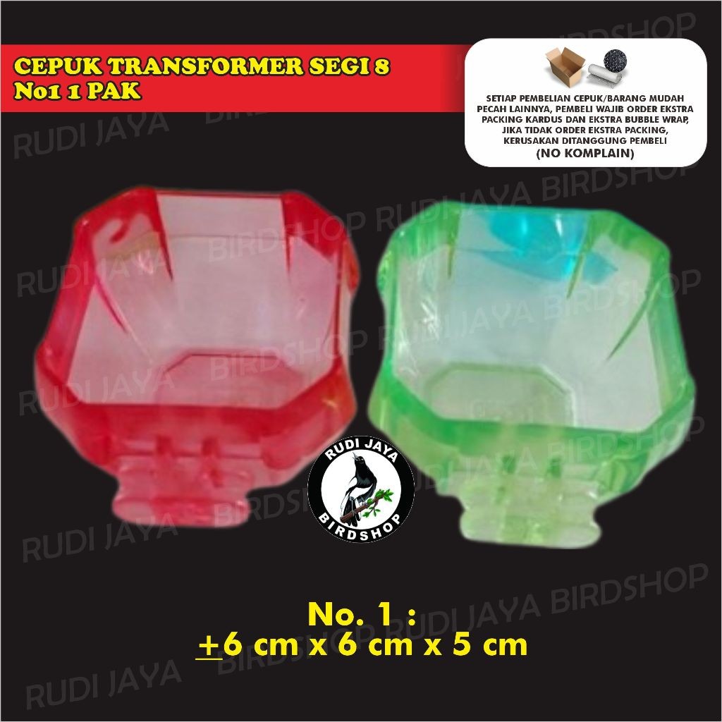 SEDIA CEPUK TRANSFORMER SEGI 8 1 PAK ORIQ TANPA TUTUP TEMPAT MAKANAN MINUM BURUNG MURAI KACER PLECI