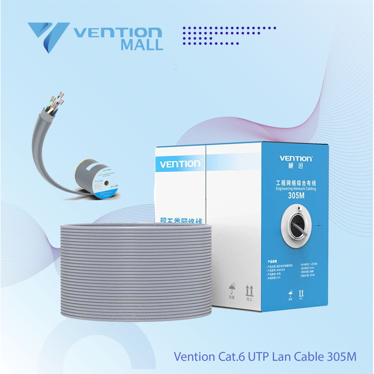 Vention Kabel Lan UTP Cat6 RJ45 Ethernet 305M High Speed Quality Outdoor Indoor OFC 1Gbps POE
