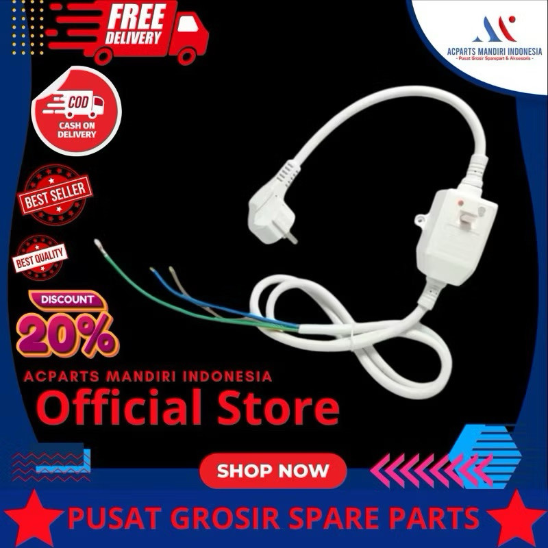 MODENA ( 16A-1.5mm-1.2meter ), Kabel power elcb water heater listrik modena