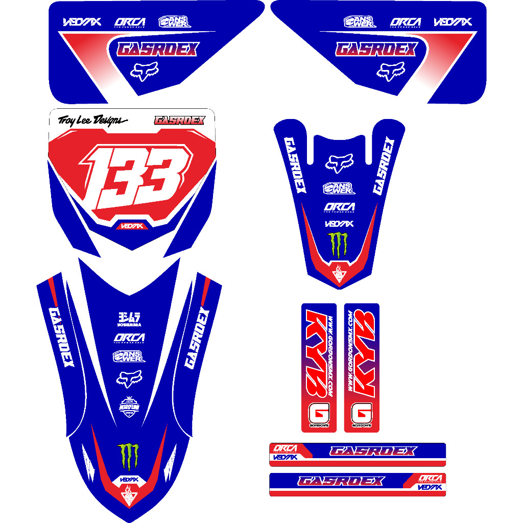 Decal Stiker Papan Nomor, Spakbor Depan Dan Belakang Yz85 New Dan Tangki Supra Gratis Custom nama & 