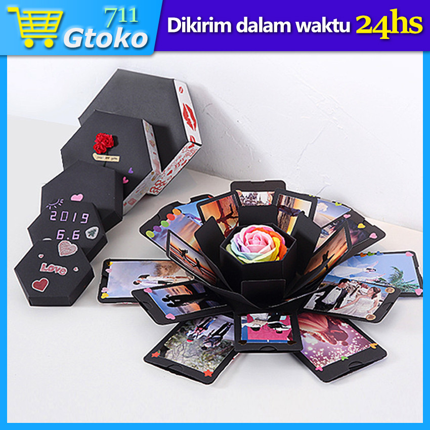 Explosion Box Kotak Kado Ulang Tahun Wisuda Anniversary Cowok Cewek Hadiah Valentine Gift Box Explod