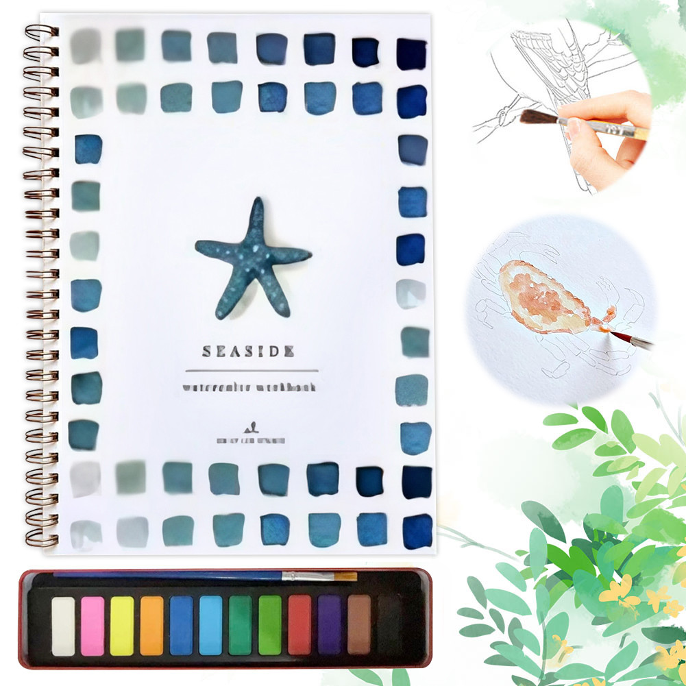 

12 Colors Watercolor Workbook Beginner-friendly Watercolor Paint Set With Paint Brush Art Crafts Painting Supply For Adult Teens