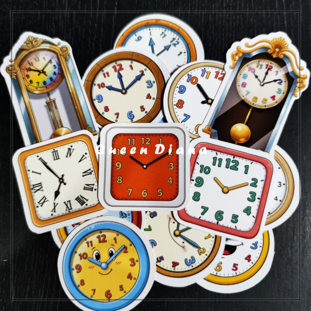 

STIKER JAM DINDING STIKER KERTAS GLOSSY GAMBAR JAM DINDING UNIK BERBAGAI BENTUK UNTUK HIASAN ISI 14 PCS PRINTING MURAH