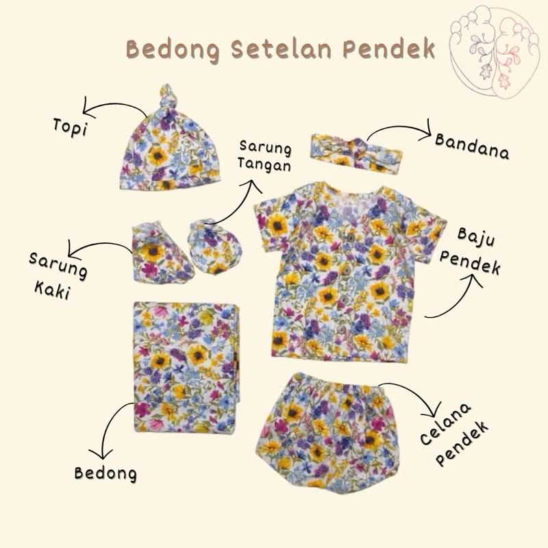Bedong set baju / Bedong bayi / perlengkapan bayi baru lahir / swaddle set khot hat / bedong set top
