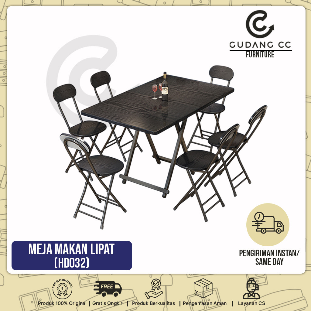 (GCC-FUR) Meja Makan Lipat Minimalis Portable Jualan Etalase Aesthetic Belajar Tulis Komputer