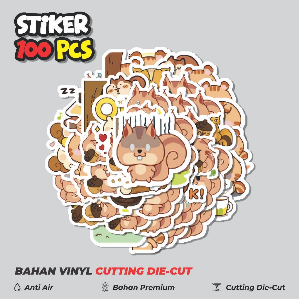 

Terbaru! 50 pcs Stiker Hewan Squirrel Dekorasi Lucu Kreatif untuk Notebook, Skateboard, HP