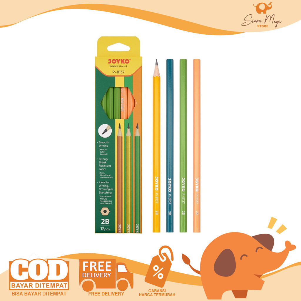 

Joyko Pensil 2B P-8137 DIJUAL LUSINAN Isi 12pcs 2.5mm Strong Lead Hexagonal Pencil Murah Berkualitas