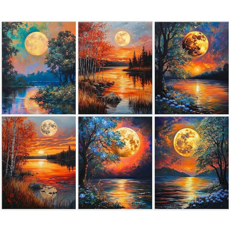 

GATYZTORY Frame Diy Painting By Numbers Moon Forest Landscape Painting Acrylic Paint On Canvas For Home Decor