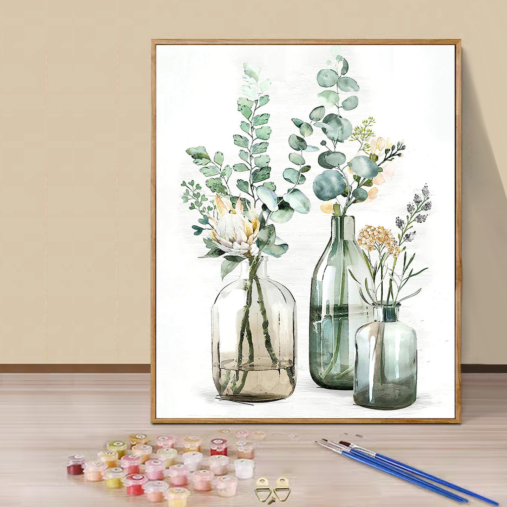 

Paint by Numbers - 40x50cm, Flowers Painting Kits for Beginners on Colored Canvas, Easy DIY Art for Home Decor Gift (No Frame)