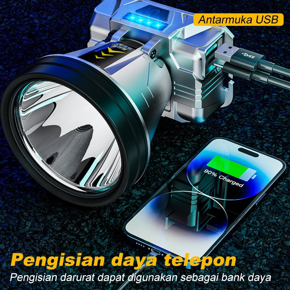 Senter Kepala Super Terang 500 Watt Headlamp Outdoor / Senter Kepala Super Terang
