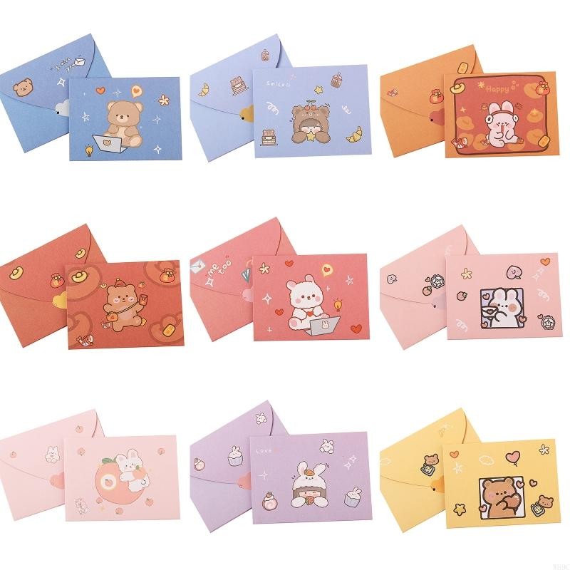 

W89C Cartoon Postcard DIY Window Envelope Memo Card Festival Card Gift