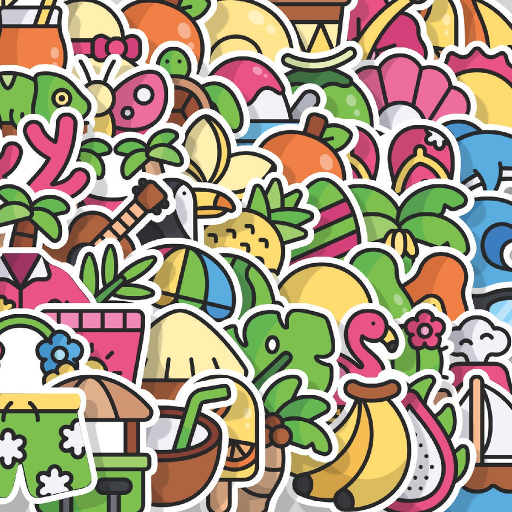 

Stiker Cutting Pack Stiker Tropical Island [Pulau Tropis] Isi 100Pcs Series Aesthetic Lucu Keren Untuk Koper Bahan Vynil