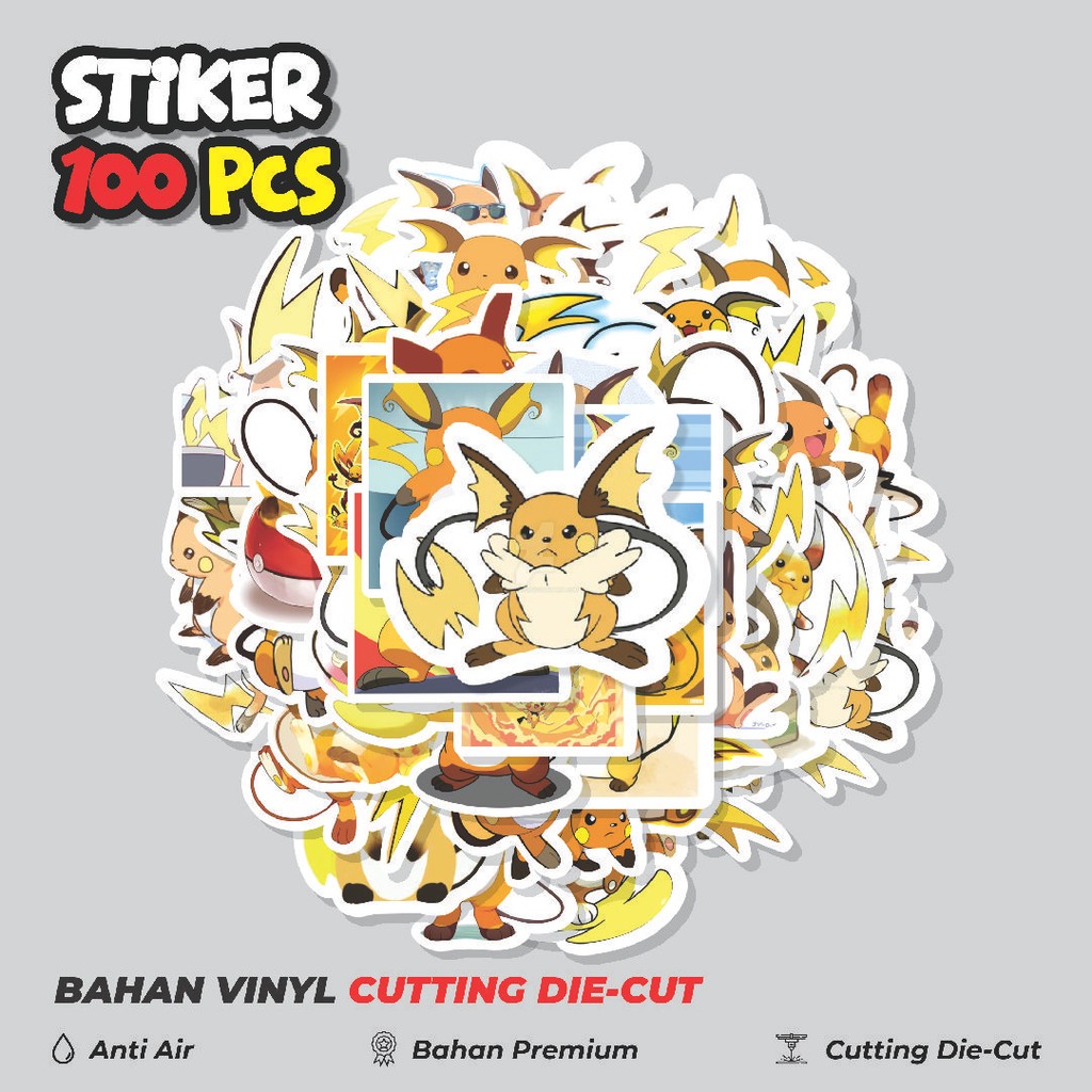 

Terbaru! 50 pcs Stiker Raichu Pokemon Dekorasi Lucu Kreatif untuk Notebook, Skateboard, HP