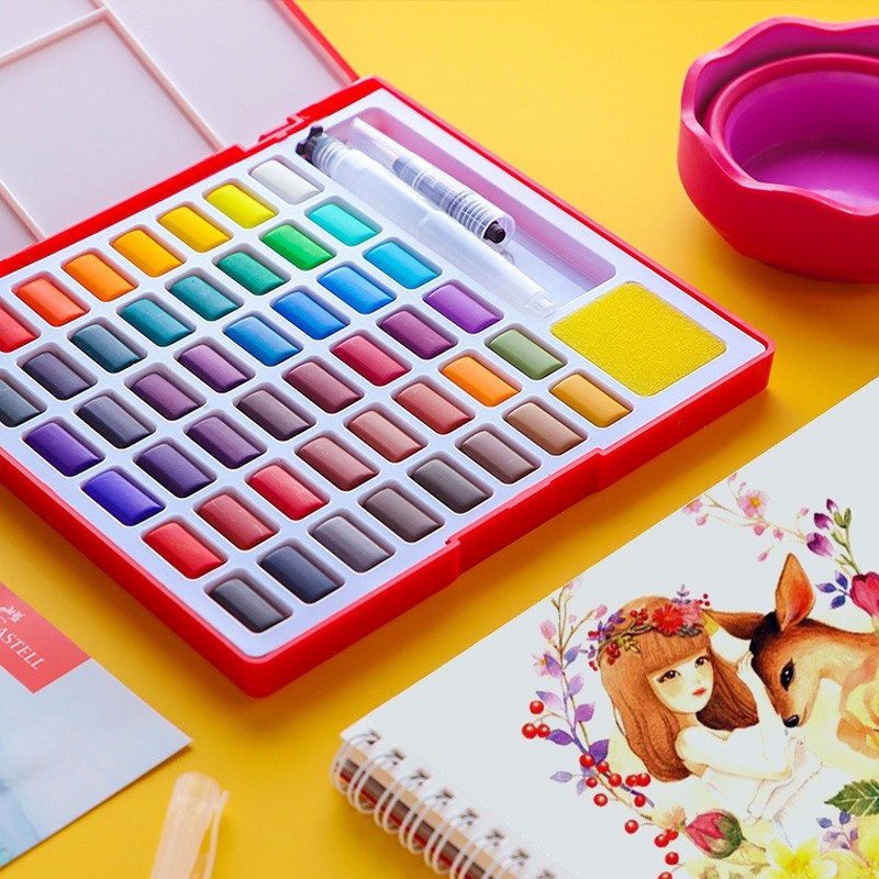 

Faber Castell 24/36/48 Colors Transparent Solid Watercolor Paint Set Travel Watercolor Pigment for Drawing Painting