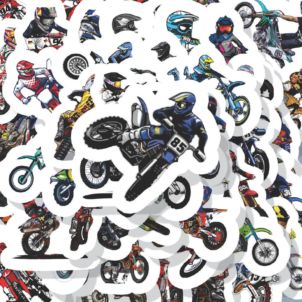

100PCS Lucu Stiker Moto Cross 2 Stiker Aesthetic Stiker Anti Air Stikers Berperekat Waterproof sticker decal buat Motor Helm Buku Journal Koper Casing HP Laptop Botol Minum Hadiah anak
