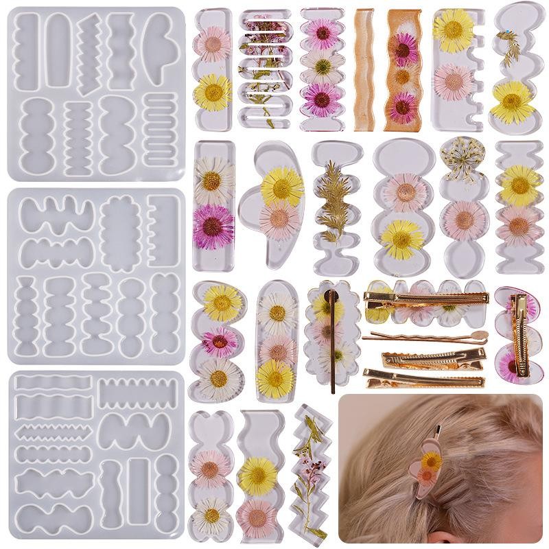 

DIY Crystal Epoxy Resin Mold Irregular Mine Edge Hairpin Pendant Mirror Silicone Mold Hair Clip Jewelry Making DIY Jewelry