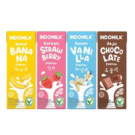 

Indomilk korean strawberry / Busan / haenam / gangneung /Susu UHT Vanila Kotak 180 ml - ARM