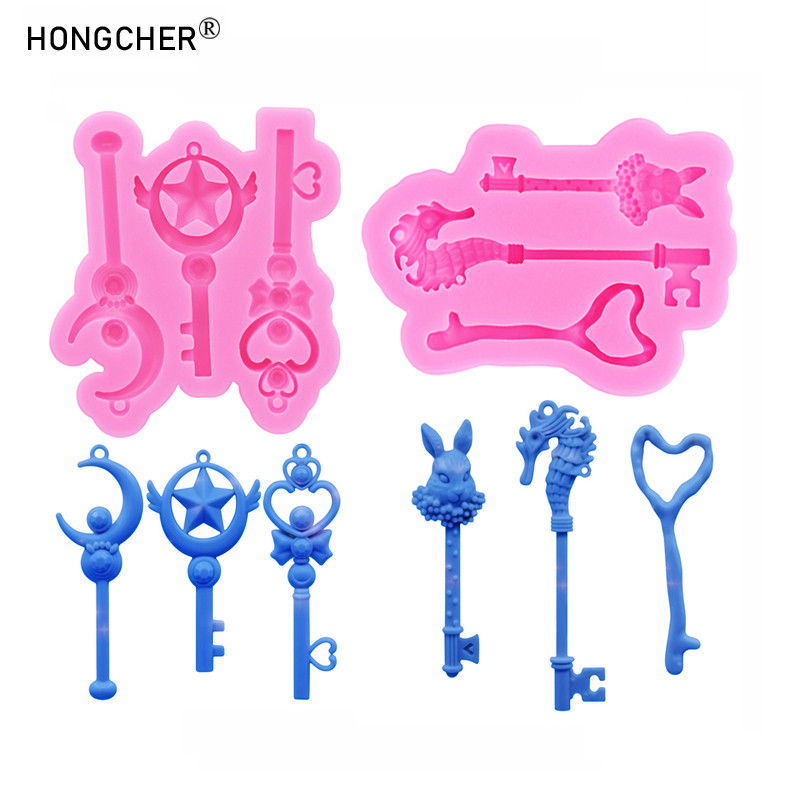 

Magic wand cartoon key shape silicone mold resin jewelry accessories keychain plaster aromatherapy decoration pendant drip molds