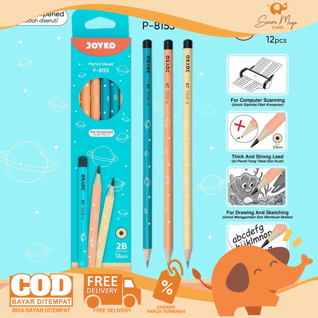 

JOYKO Pencil P-8153 Space Cute - Pensil 2B DIJUAL LUSINAN Isi 12 Murah
