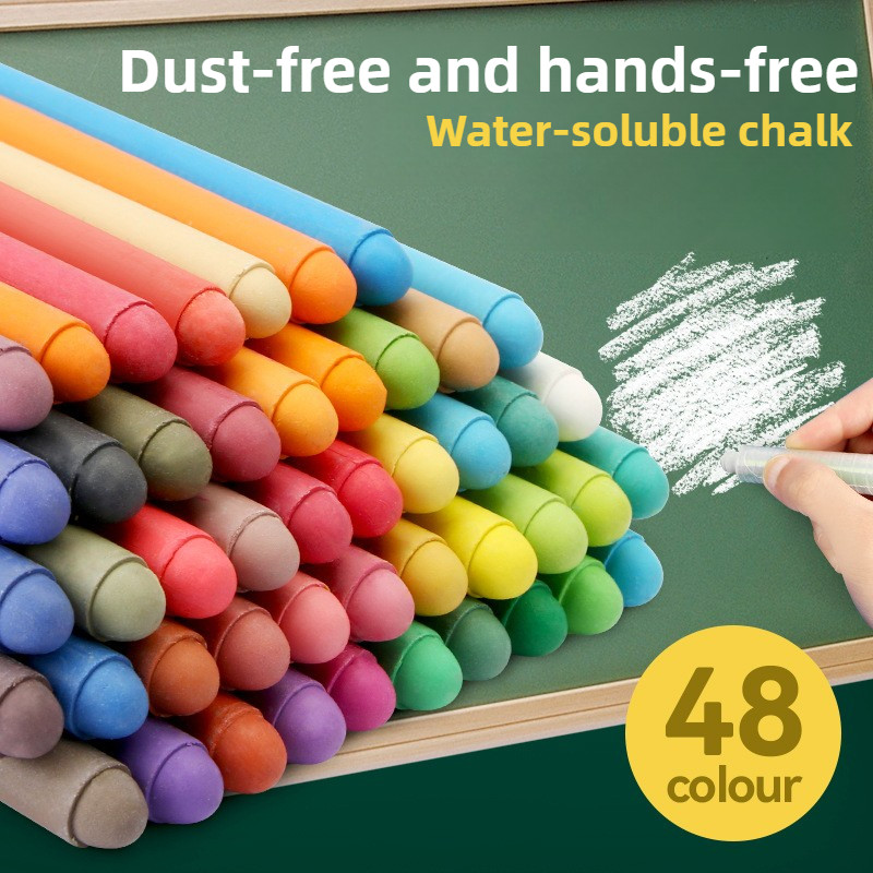 

48/6 PCS Dust Free Solid Water Colorful Chalk Markers Non-toxic Blackboard Whiteboard Drawing Pens Stationery School Supplies