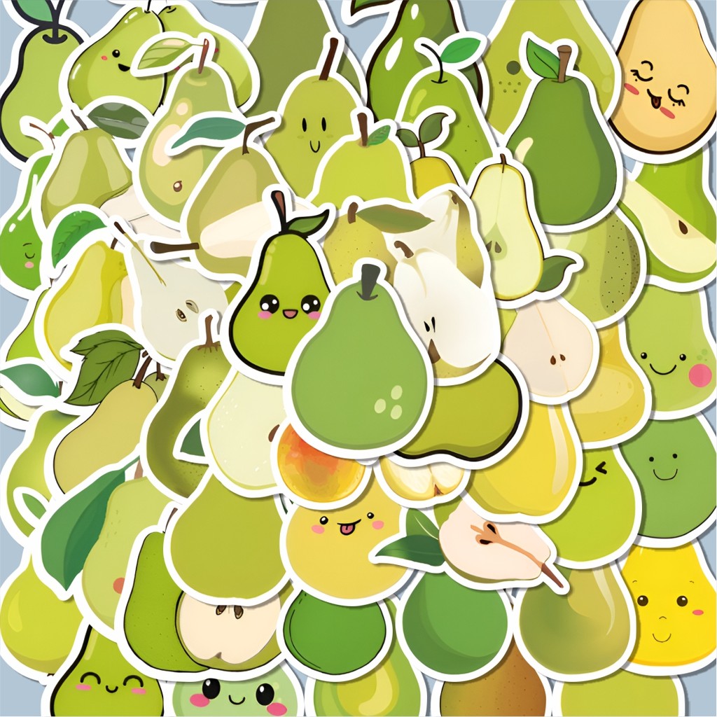 

100PCS Lucu Stiker Cute Fruit Pear [Buah Pir] Stiker Aesthetic Stiker Anti Air Stikers Berperekat Waterproof sticker decal buat Motor Helm Buku Journal Koper Casing HP Laptop Botol Minum Hadiah anak