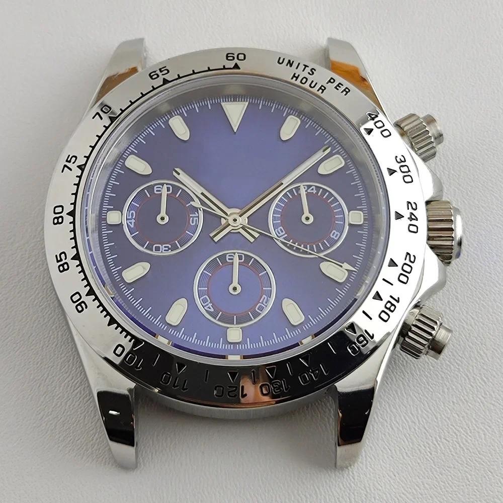 VK63 Case 39mm Men's Watch Steel Quartz al Chronometer Panda al for Daytona VK63 Movement Watch Mod 
