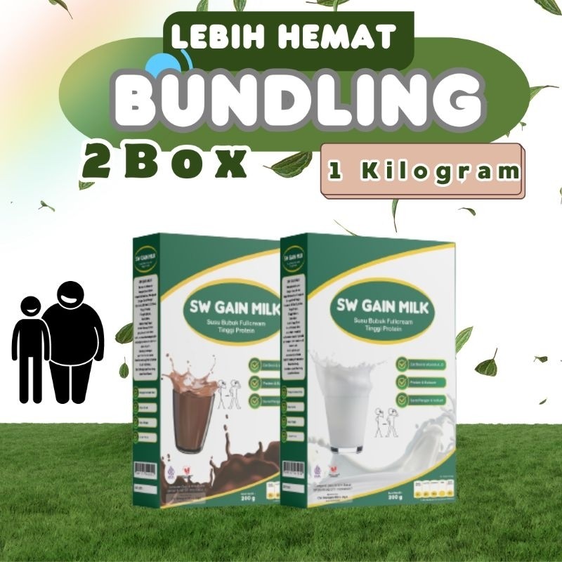 

2 BOX 500GR SW GAIN MILK SUSU PENGGEMUK DAN PENAMBAH BERAT BADAN ANAK DEWASA BPOM