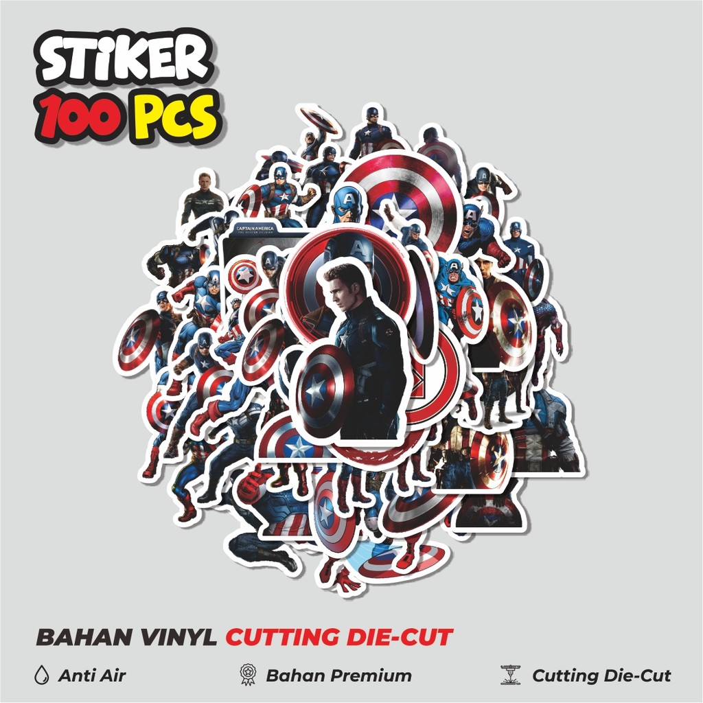 

Terbaru! 50 pcs Stiker Marvel Series Character Captain Amerika Dekorasi Lucu Kreatif untuk Notebook, Skateboard, HP