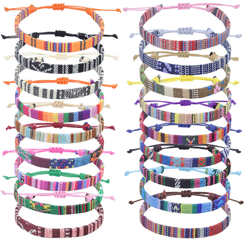 Woven Ethnic Nepal Bracelet Boho Women Men Fabric Thread Rope Hand Wrist Strap Weave Braid Wristband