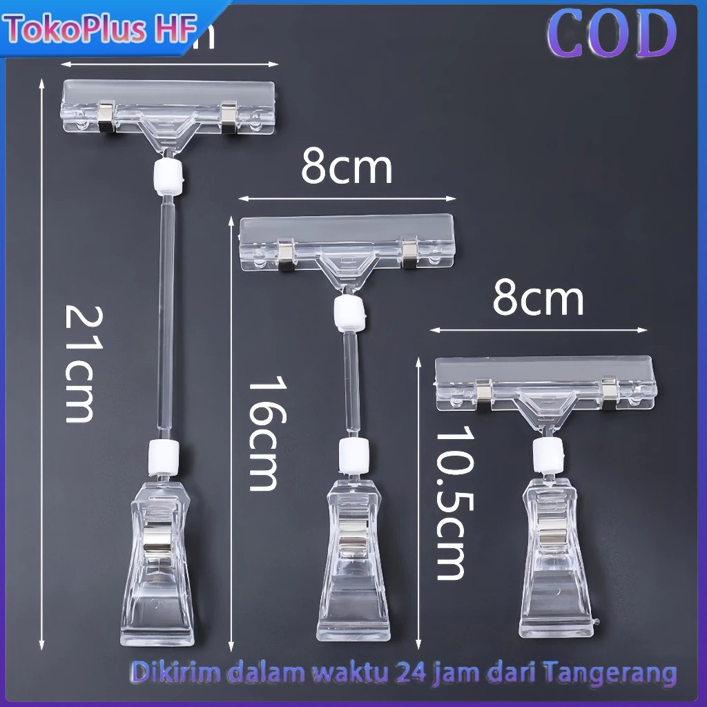 

Penjepit Label Promosi - Plastik Transparan 8x11cm, 360° Adjustable, Kuat & Tahan Lama-Untuk Promosi Produk, Rak Toko & Supermarket