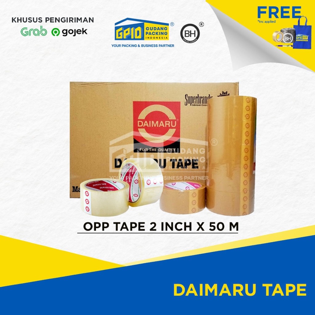 

(GOSEND/GRAB) DAIMARU - Lakban 2 inch / 48mm x 50 m Bening / Coklat