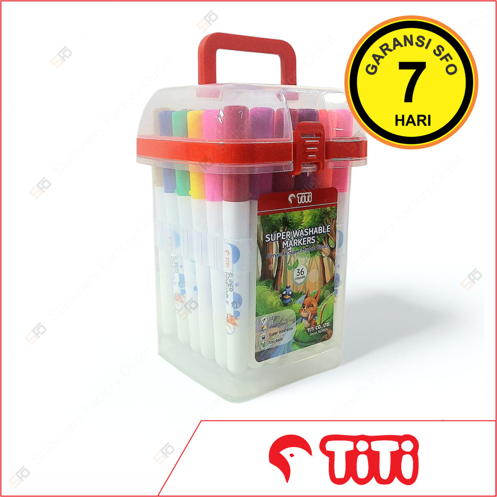 

Spidol Ajaib Super Bersih Titi isi 36 - Super Washable Marker - SFO Semarang Official