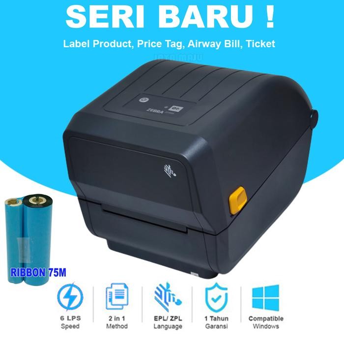 PRINTER BARCODE ZEBRA ZD220 - ZD 220 - ZD-220t Direct Thermal Transfer USB Bonus Ribbon Wax 110 mm x