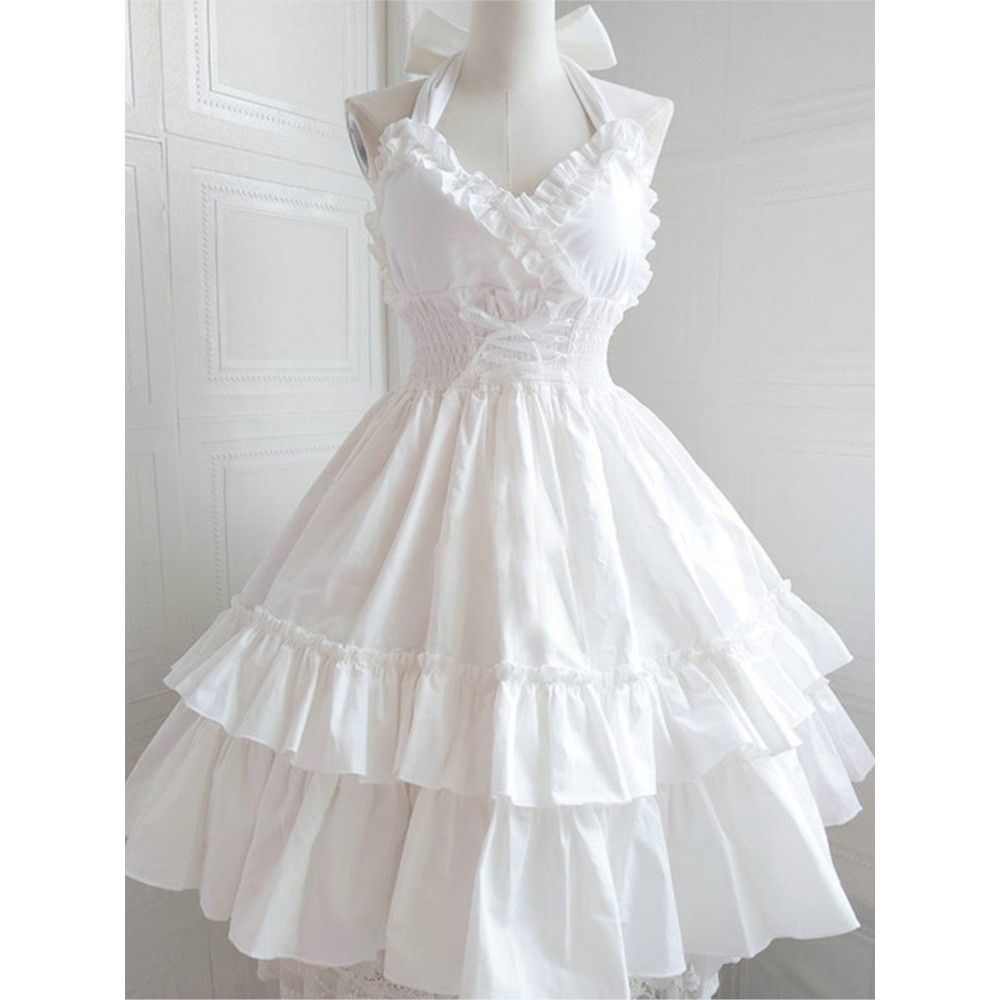 Summer Classical Elegant Suspender Dress Lolita Solid Kawaii Lolita Retro Soft Girl Tea Party JSK Su