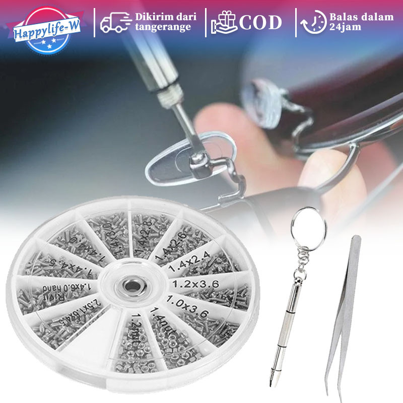 Mur Baut Set 1000pcs Screw Glasses Perlengkapan Kacamata Baut Dan Mur Kacamata Stainless
