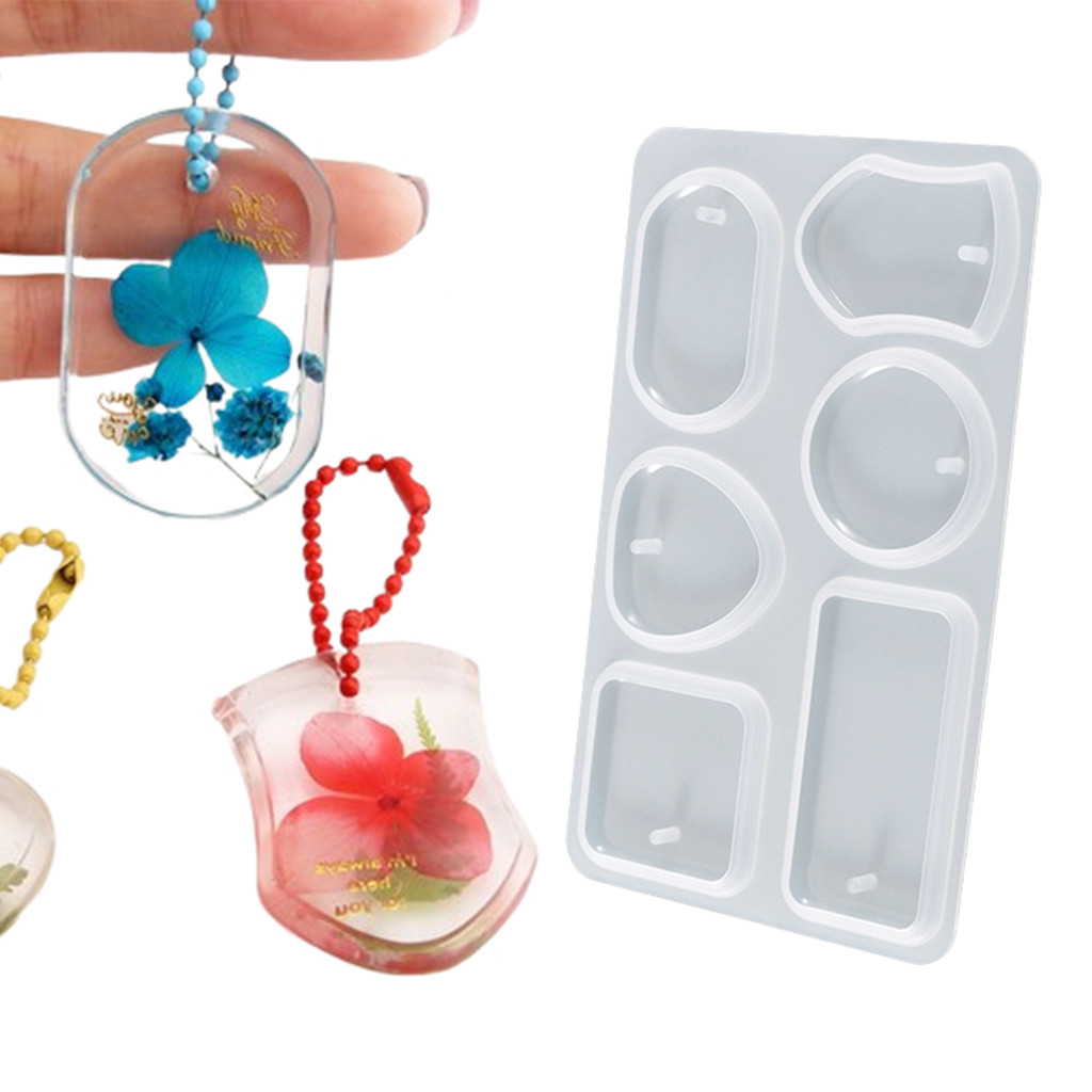 

Cetakan liontin dengan lubang pasir hisap Cetakan perhiasan geometris DIY lem kristal anting liontin cetakan silikon